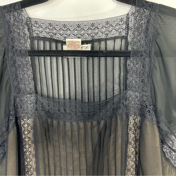 MSSP Max Studio Vintage Retro Sheer Lace Romantic Goth 90's Y2K Witchy Top Sz M - Picture 5 of 14